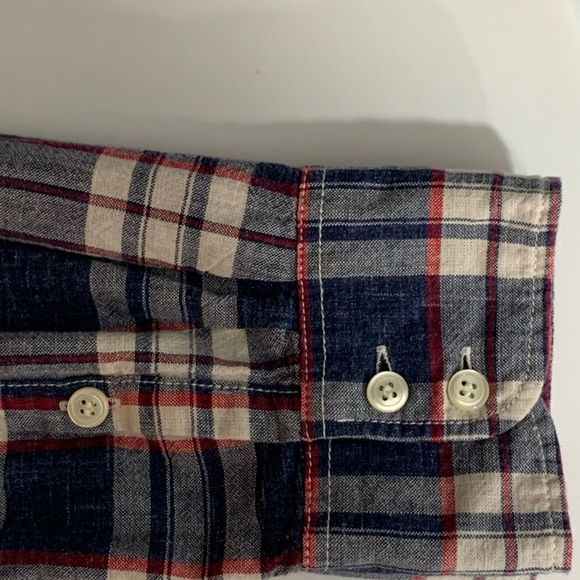 J. Crew Boy Fit Shirt Top White Red Blue Plaid M - Picture 7 of 8